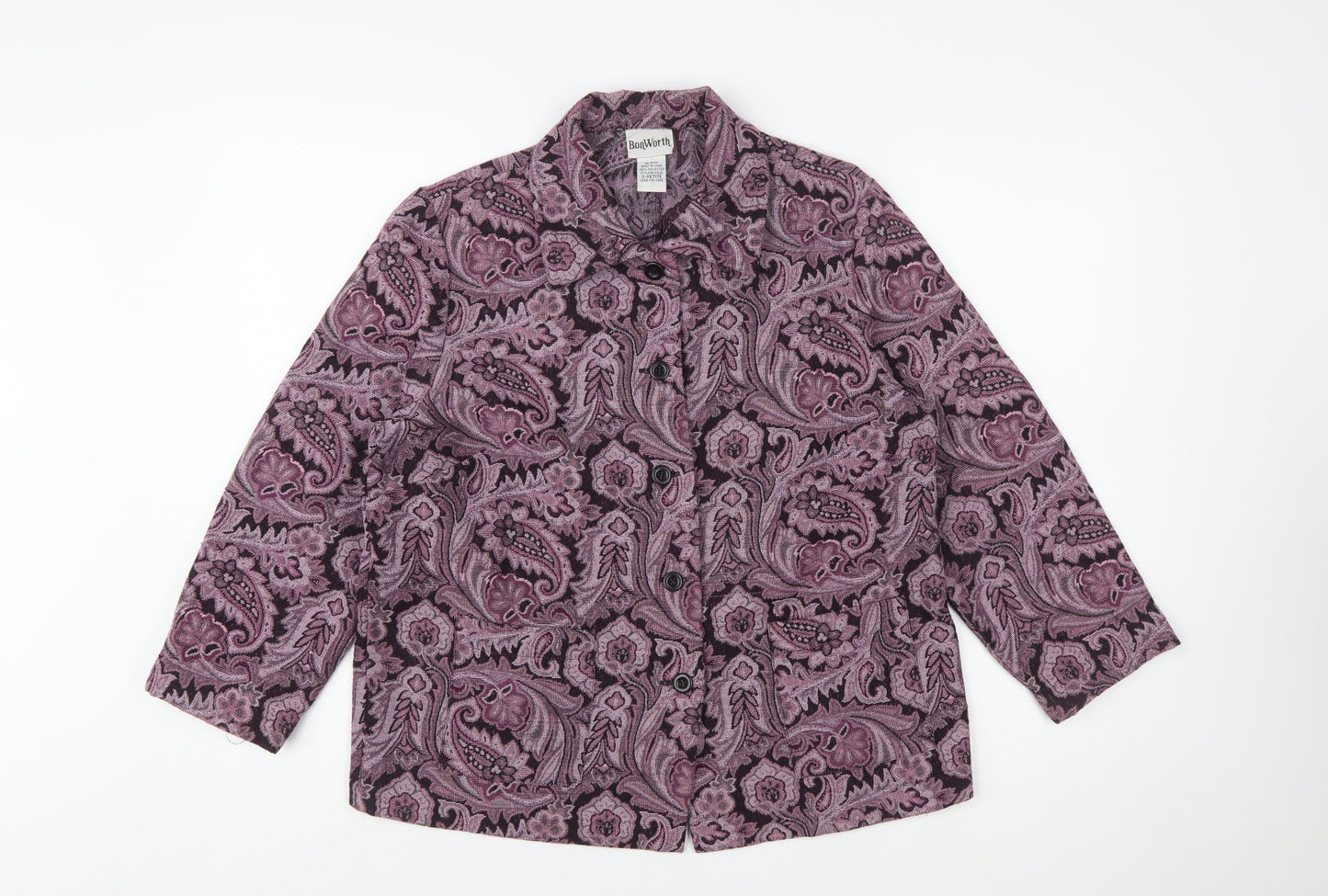BonWorth Women’s Purple Paisley Petite Blazer Jacket Size S
