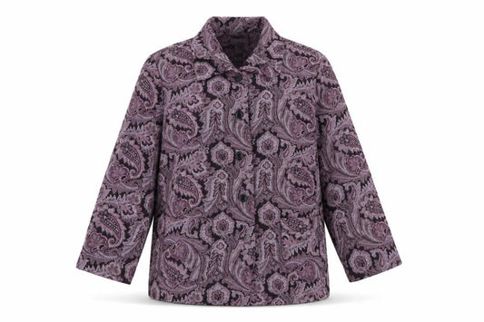 Front view of BonWorth Women’s Purple Paisley Petite Blazer Jacket, size S