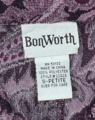 BonWorth Women’s Purple Paisley Petite Blazer Jacket Size S