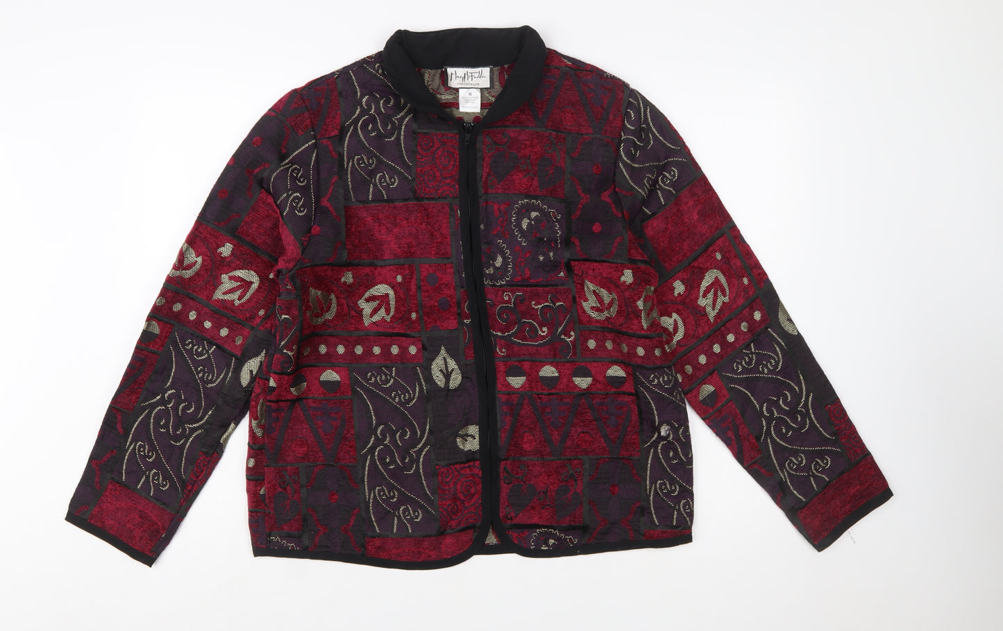 Mary McFadden Womens Red Geometric Pattern Jacket Size M Retro Bohemian Style