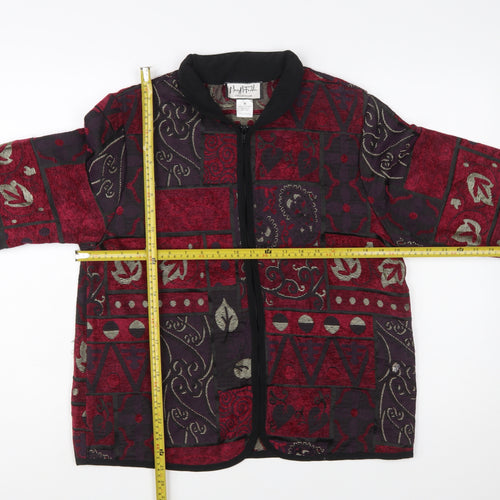 Mary McFadden Womens Red Geometric Pattern Jacket Size M Retro Bohemian Style