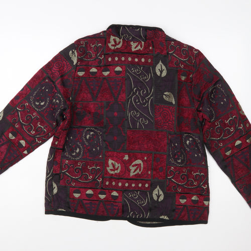 Mary McFadden Womens Red Geometric Pattern Jacket Size M Retro Bohemian Style