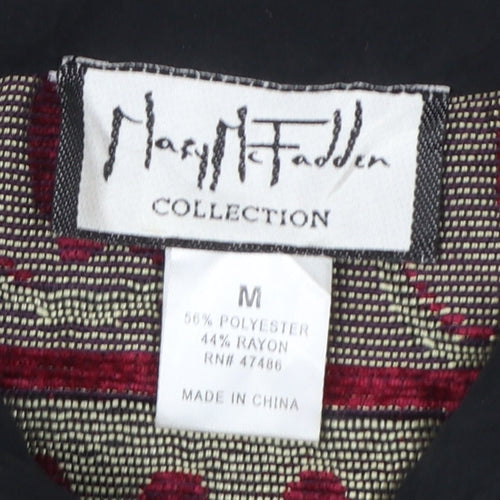 Mary McFadden Womens Red Geometric Pattern Jacket Size M Retro Bohemian Style
