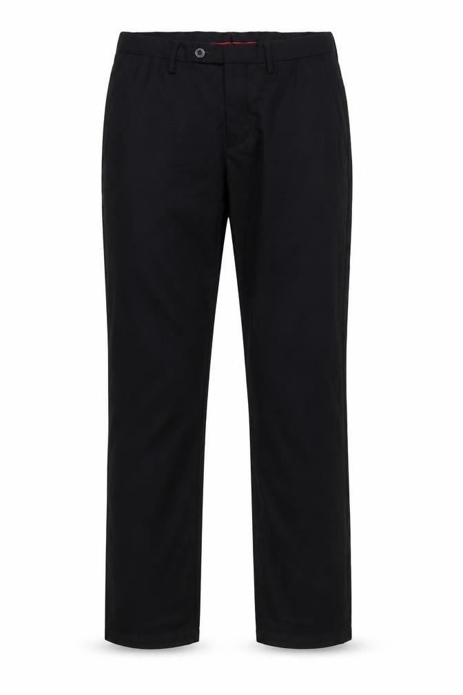 Front view of Alberto Cardinali Men's Black Chino Trousers W30 L30 Polyester Blend