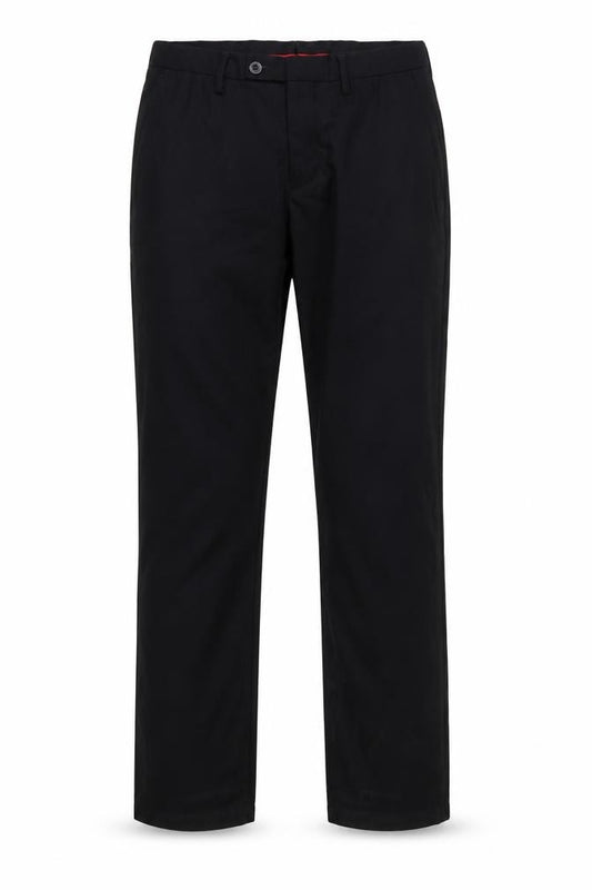 Front view of Alberto Cardinali Men's Black Chino Trousers W30 L30 Polyester Blend