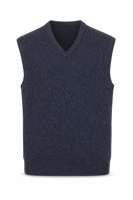 Front view of Dockers Men's Grey Acrylic V-Neck Sleeveless Knit Vest L
