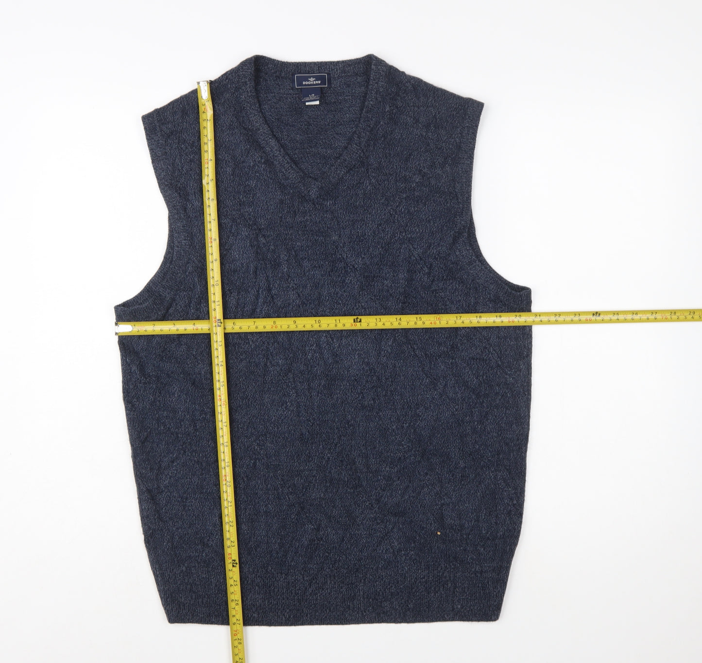 Dockers Men's Grey Acrylic V-Neck Sleeveless Knit Vest L