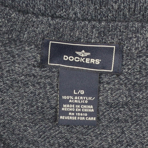Dockers Men's Grey Acrylic V-Neck Sleeveless Knit Vest L