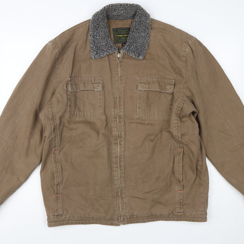 Thomas Scott Men's Brown XL Workwear Jacket Faux Fur Collar