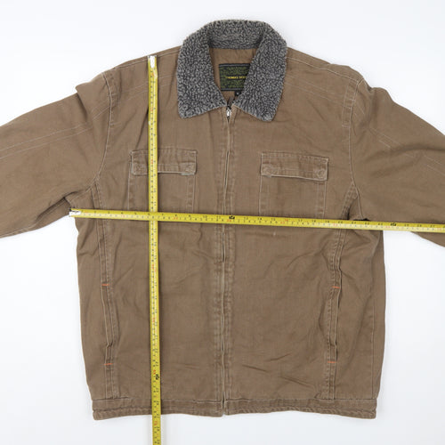 Thomas Scott Men's Brown XL Workwear Jacket Faux Fur Collar