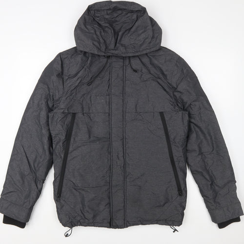 Tu Men's Grey Hooded Puffer Jacket Size S Regular Fit Winter Coat