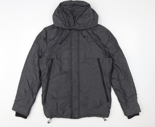 Tu Men's Grey Hooded Puffer Jacket Size S Regular Fit Winter Coat