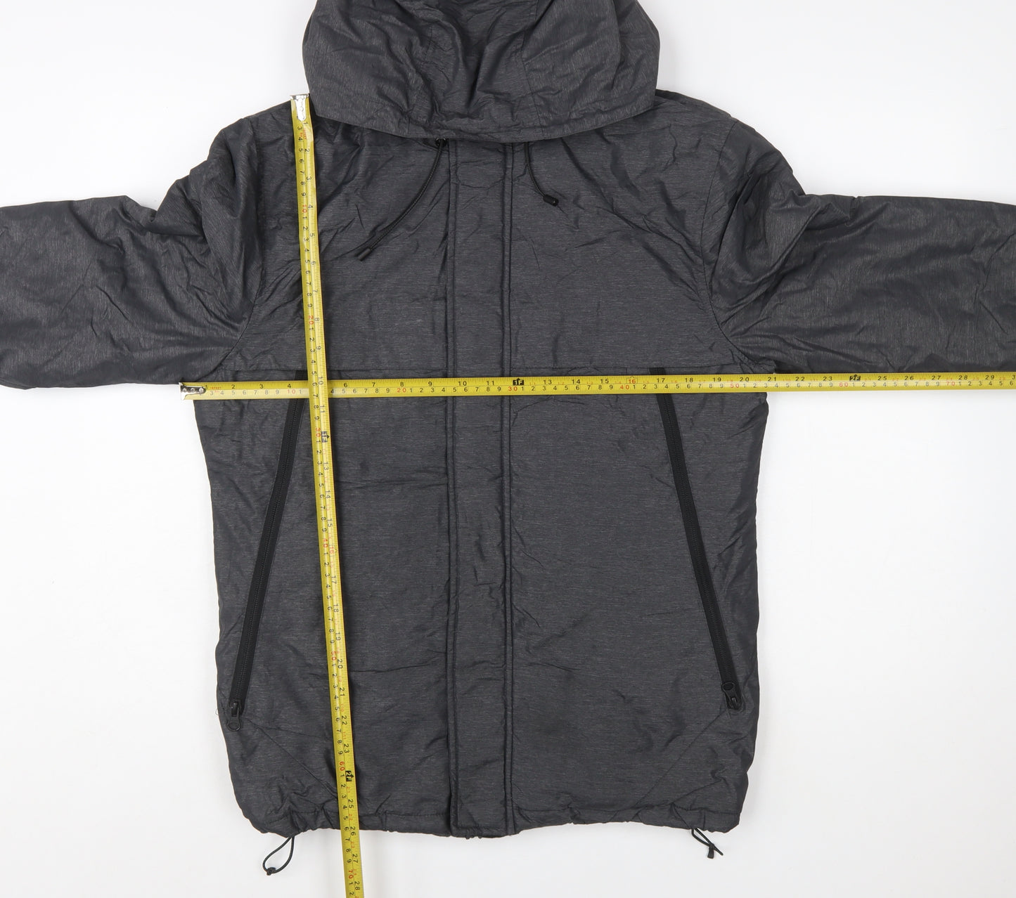 Tu Men's Grey Hooded Puffer Jacket Size S Regular Fit Winter Coat