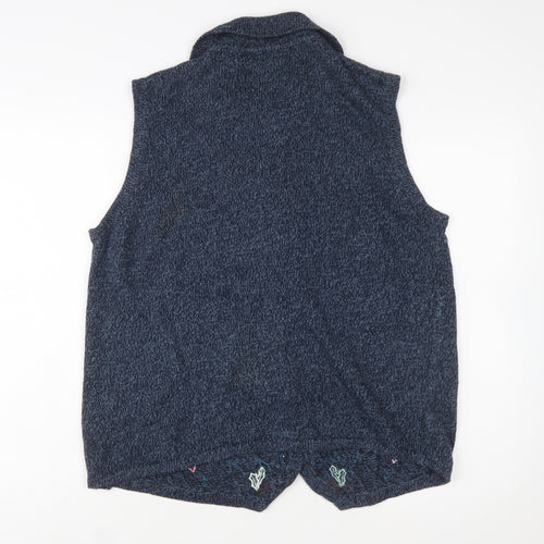 Field Gear Women's Blue Christmas Embroidered Knit Vest Size L