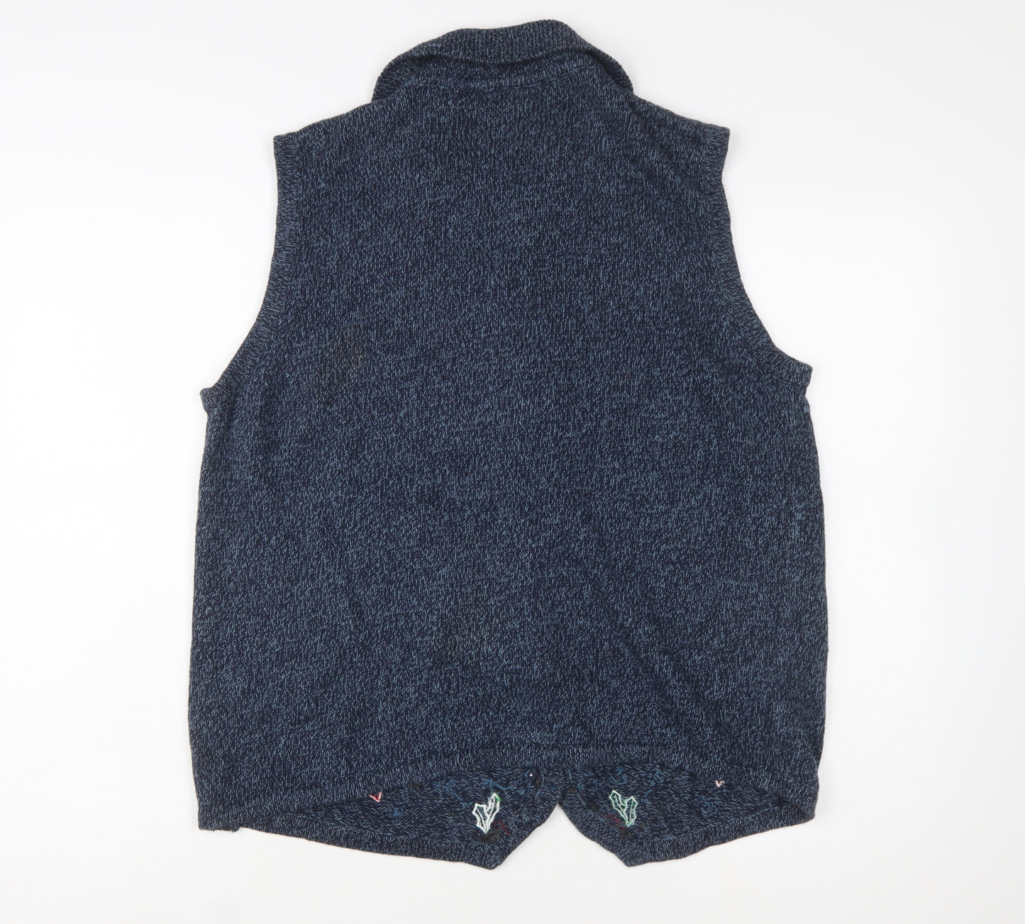 Field Gear Women's Blue Christmas Embroidered Knit Vest Size L