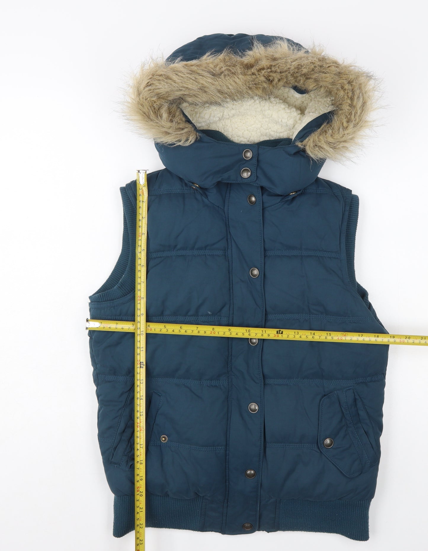 Fat Face Women's Blue Hooded Padded Bodywarmer Gilet Size 10