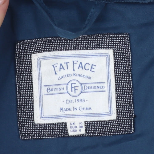 Fat Face Women's Blue Hooded Padded Bodywarmer Gilet Size 10