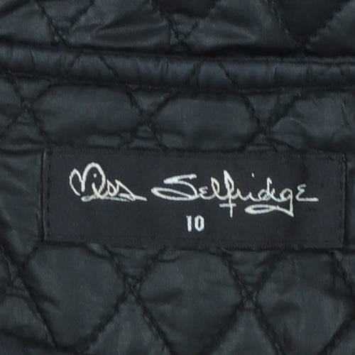 Miss Selfridge Women Black Quilted Short Jacket Size 10