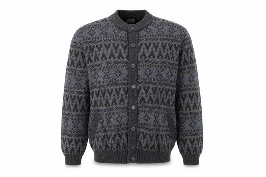 Front view of Simons Men's Grey Alpaca Wool Blend Button Cardigan L
