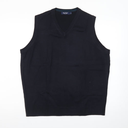 James Pringle Men's Black Acrylic V-Neck Sleeveless Knit Vest M