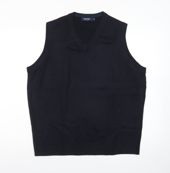 James Pringle Men's Black Acrylic V-Neck Sleeveless Knit Vest M
