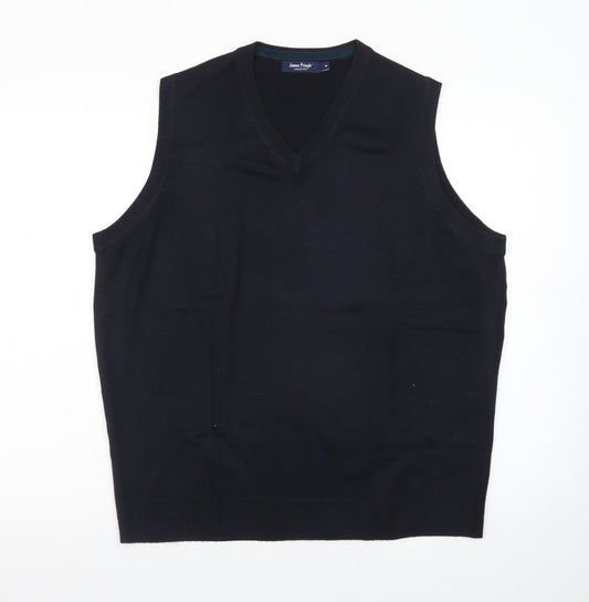 James Pringle Men's Black Acrylic V-Neck Sleeveless Knit Vest M