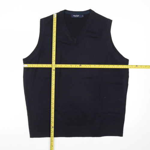 James Pringle Men's Black Acrylic V-Neck Sleeveless Knit Vest M