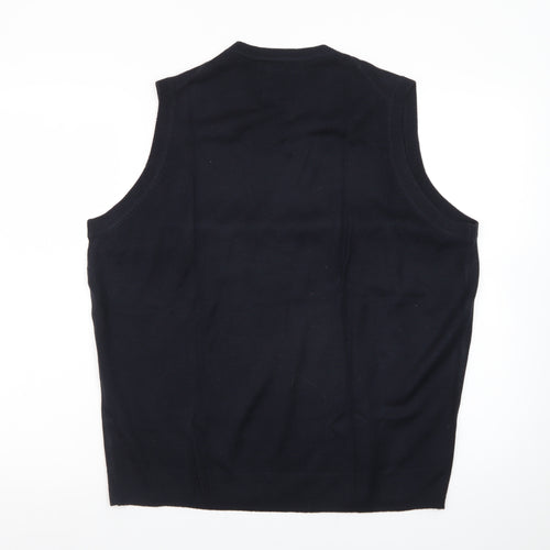 James Pringle Men's Black Acrylic V-Neck Sleeveless Knit Vest M
