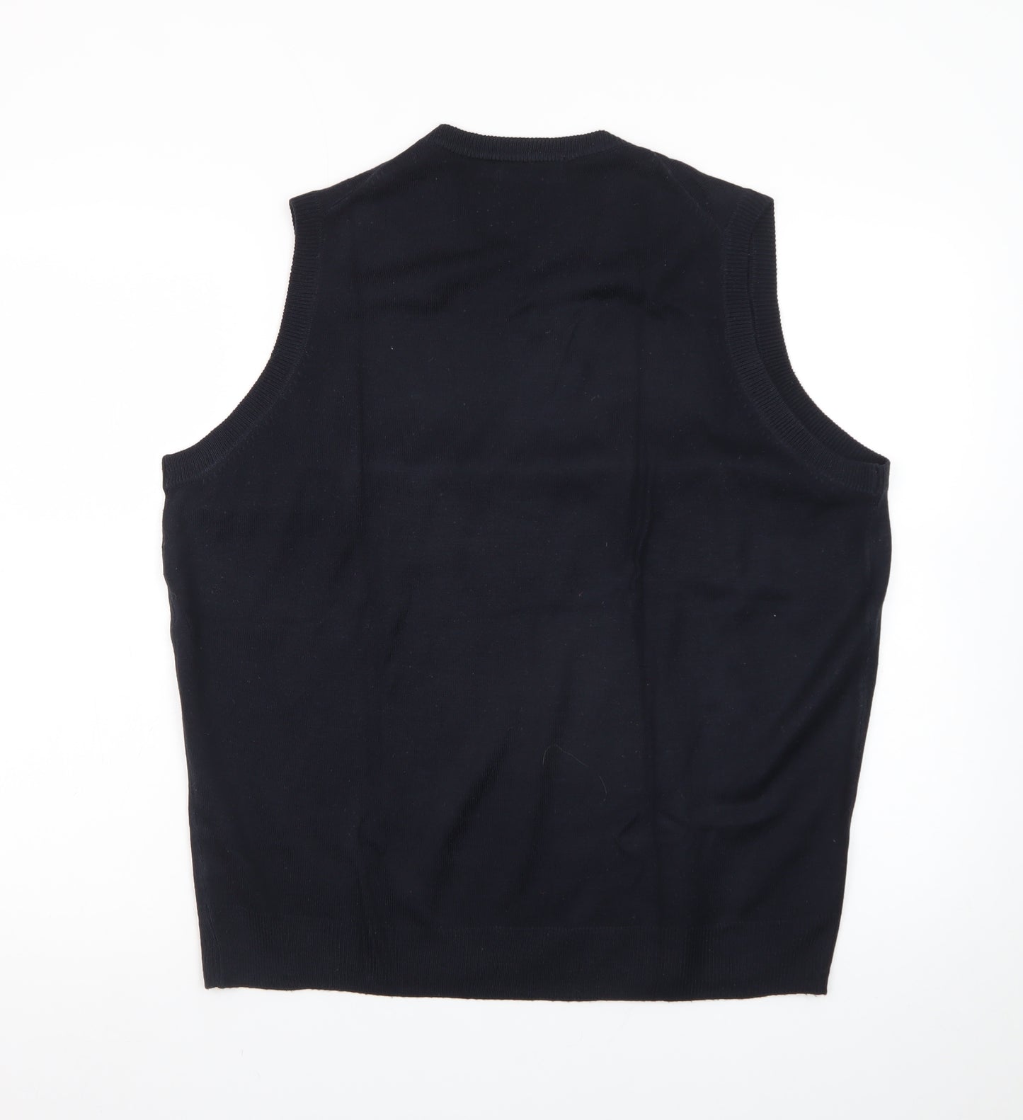 James Pringle Men's Black Acrylic V-Neck Sleeveless Knit Vest M
