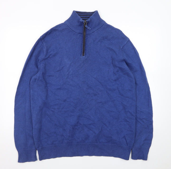 Maine New England Men's Blue Cotton Half Zip Jumper L