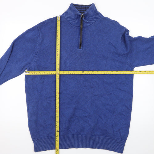 Maine New England Men's Blue Cotton Half Zip Jumper L