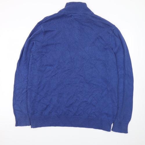 Maine New England Men's Blue Cotton Half Zip Jumper L