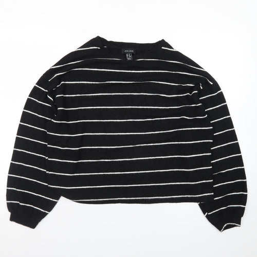 New Look Women's Black Striped Knit Pullover Jumper Size M