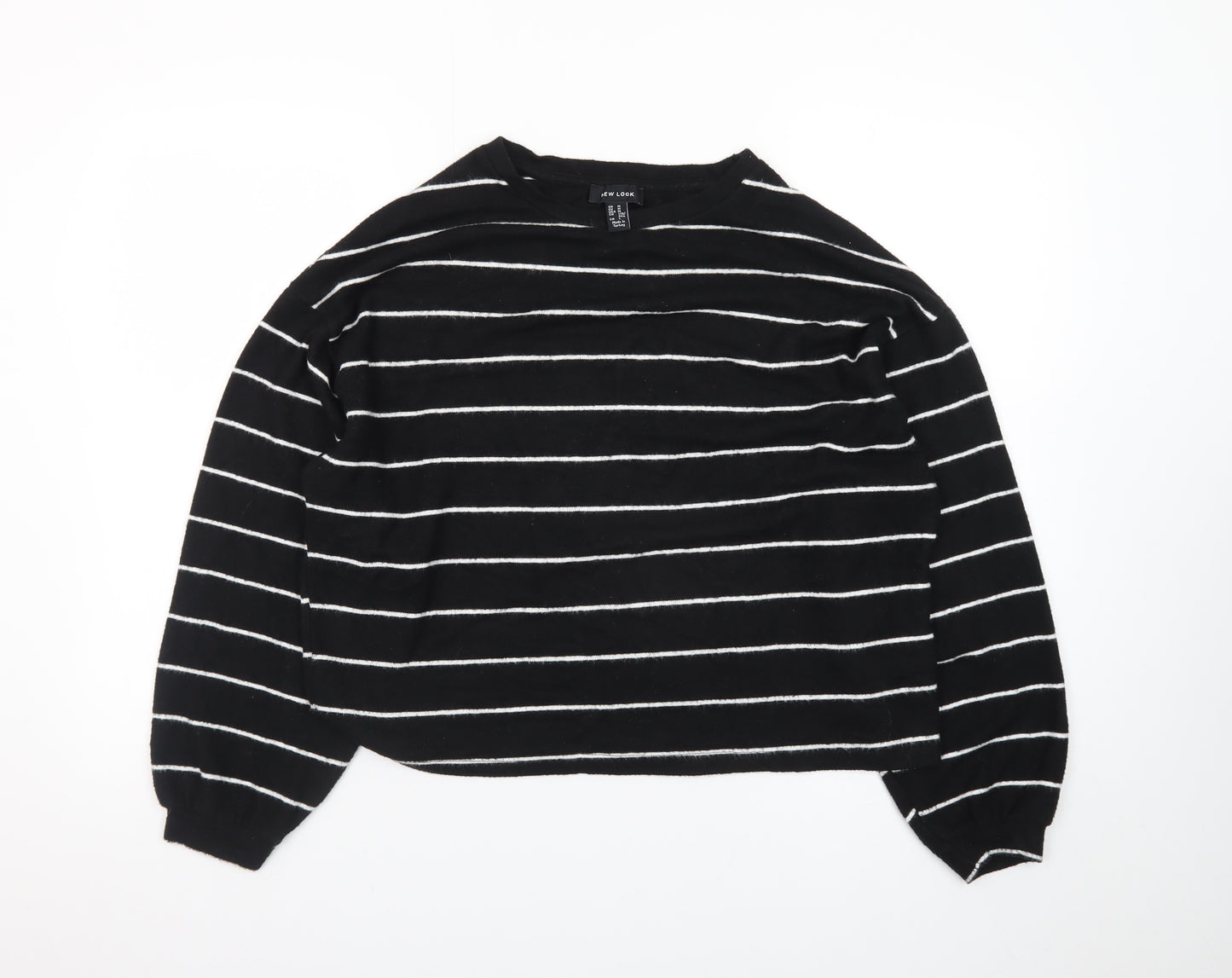 New Look Women's Black Striped Knit Pullover Jumper Size M