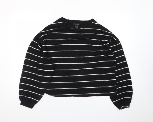 New Look Women's Black Striped Knit Pullover Jumper Size M