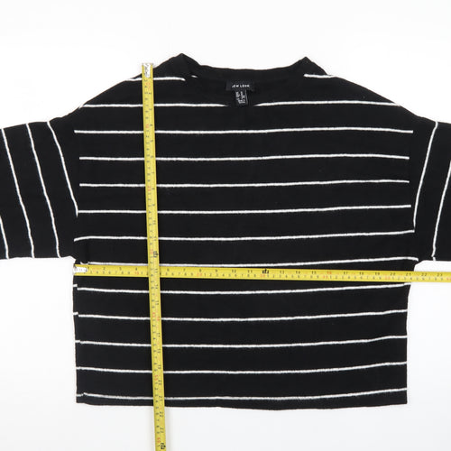 New Look Women's Black Striped Knit Pullover Jumper Size M