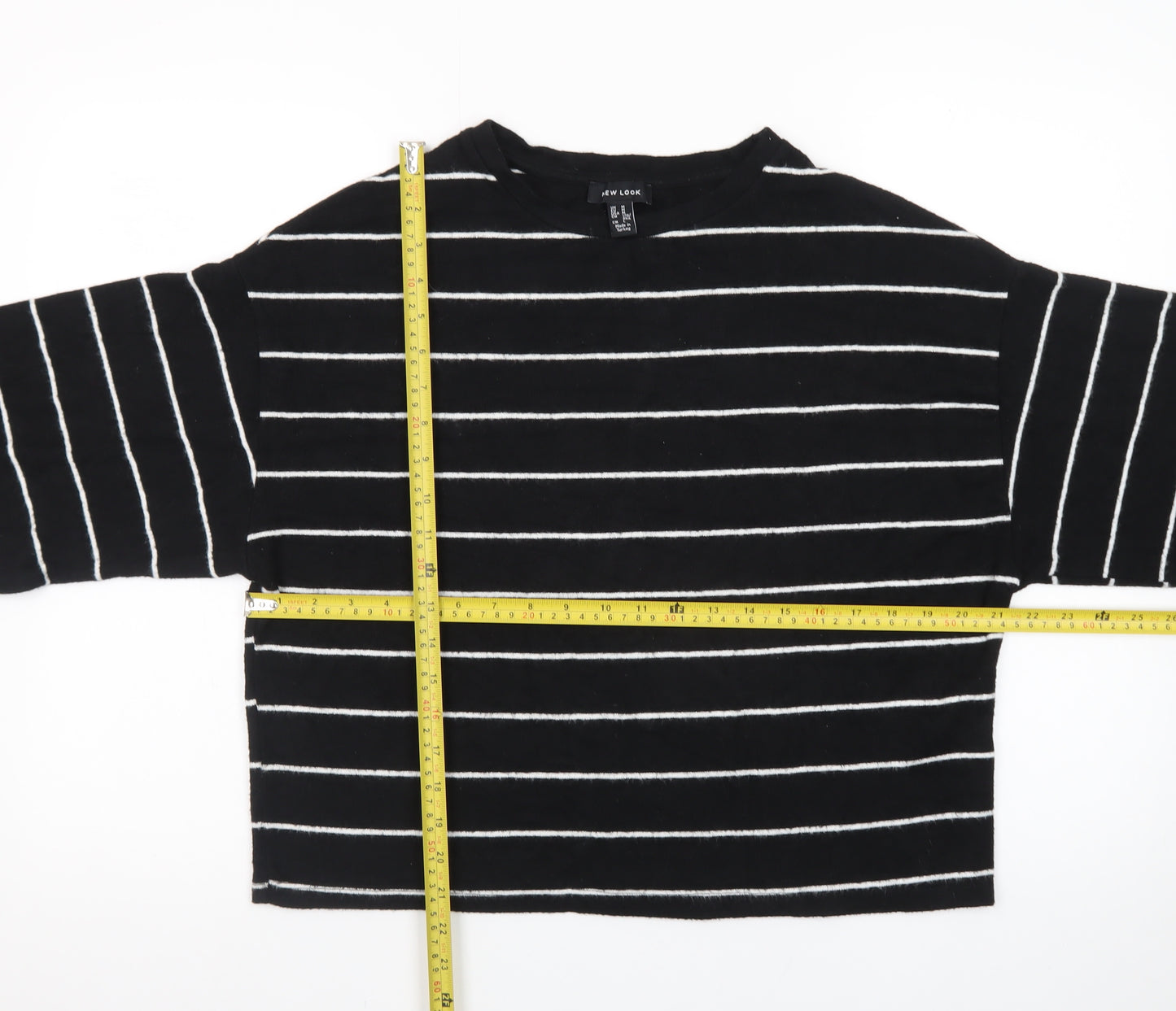 New Look Women's Black Striped Knit Pullover Jumper Size M