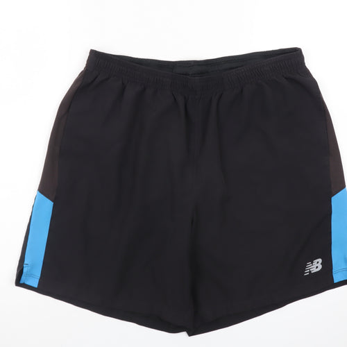 New Balance Men Black L Athletic Running Shorts Quick Dry