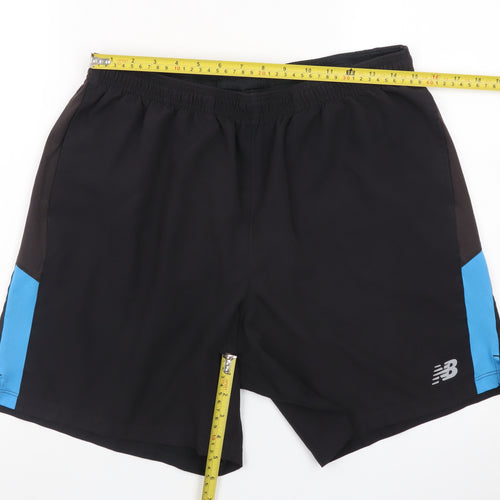 New Balance Men Black L Athletic Running Shorts Quick Dry