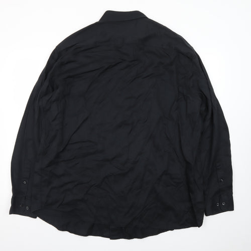 Marks and Spencer Autograph Men's Black 3XL Lyocell Long Sleeve Button-Up Shirt