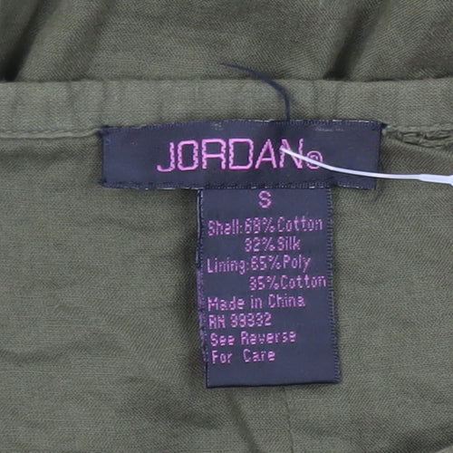 JORDANa Women's Green A-Line Embroidered Cotton Silk Skirt Size S