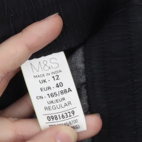 Marks and Spencer Women's Black Cotton Cargo Trousers Size 12
