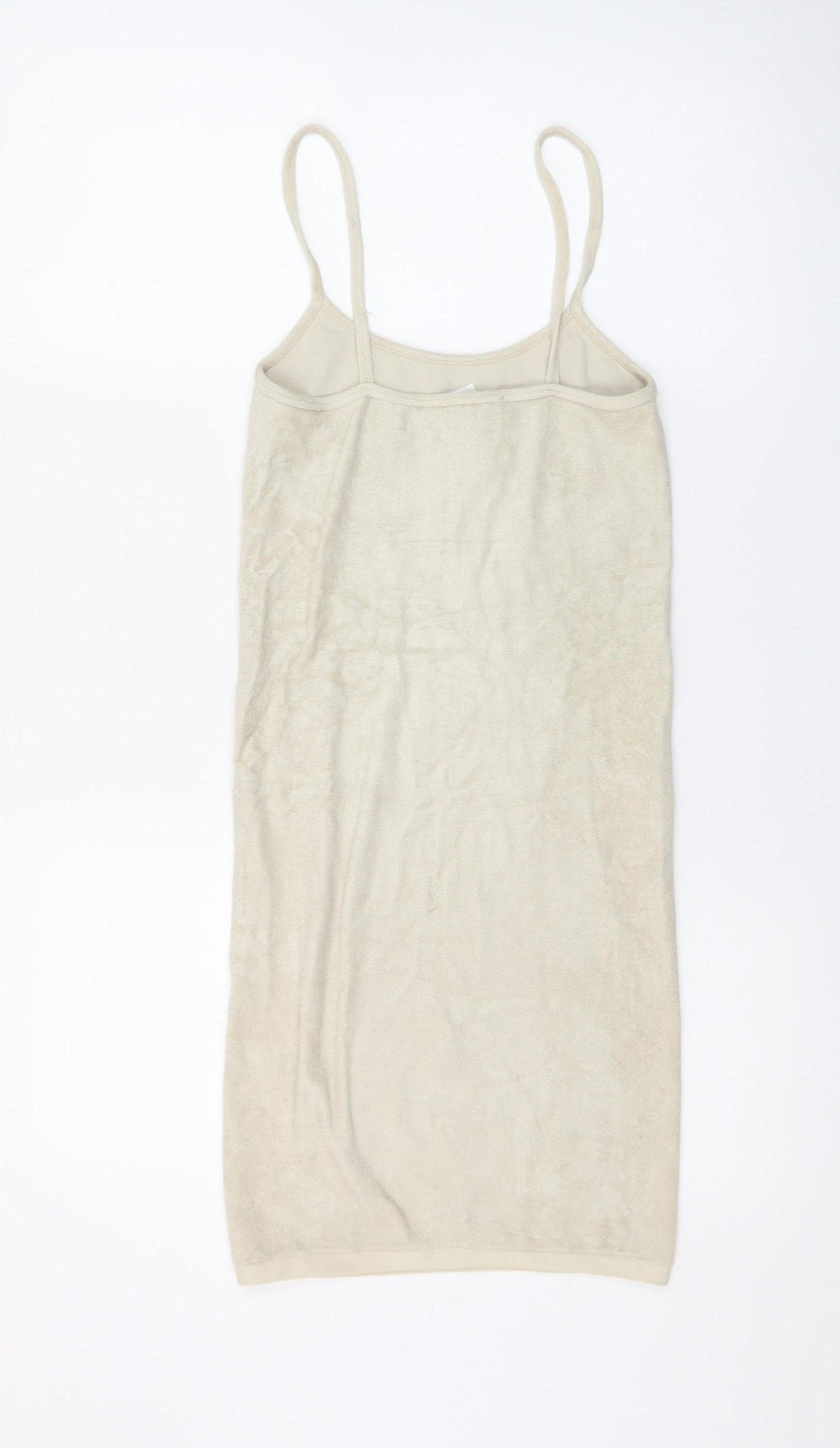 Zara Women Beige XS Slip Dress Sleeveless Knit Viscose Blend