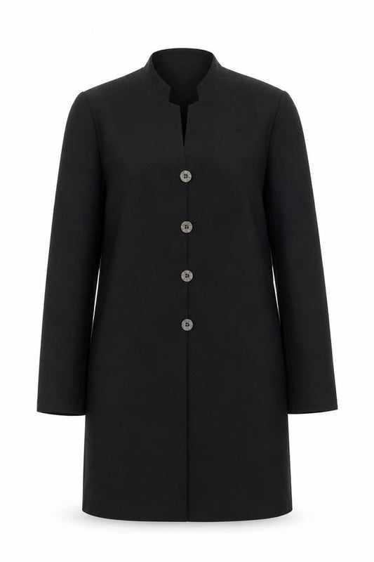 Front view of Jacques Vert Women Black, size 10, Long Sleeve Blazer Coat