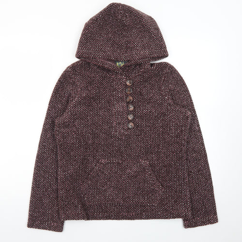 Next Women’s Purple Hooded Henley Knit Jumper Size 12