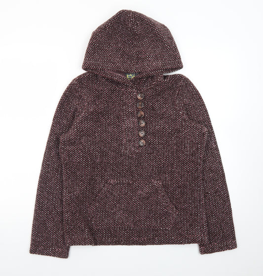 Next Women’s Purple Hooded Henley Knit Jumper Size 12