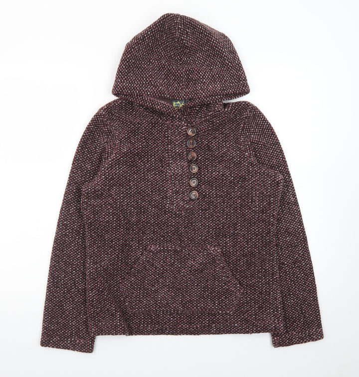 Next Women’s Purple Hooded Henley Knit Jumper Size 12