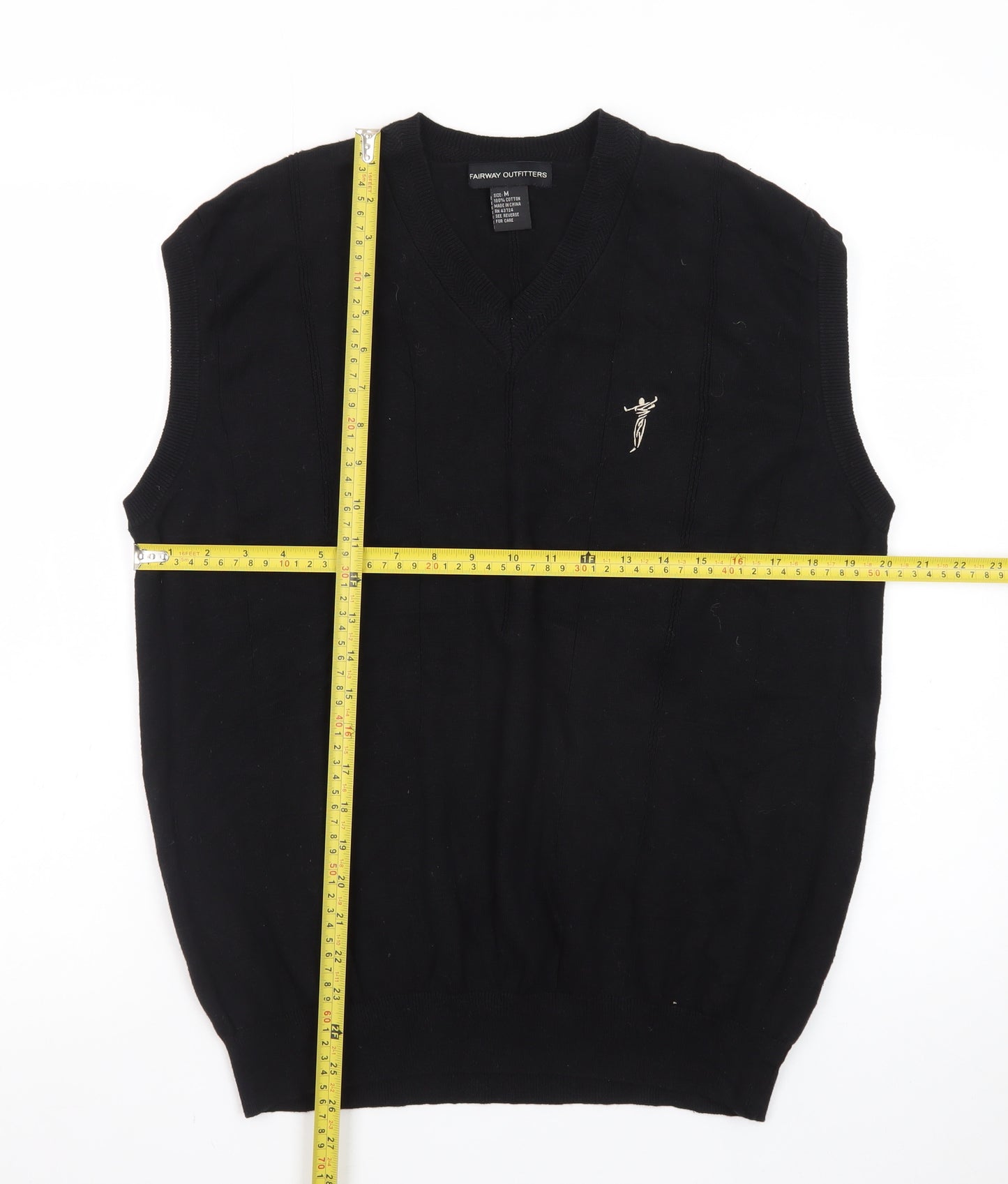 Fairway Outfitters Men's Black Cotton Golf Vest Jumper M Regular Fit