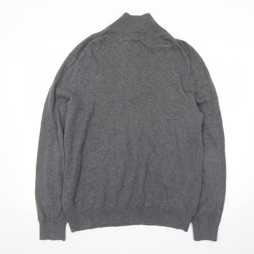 Nautica Men's Grey Cotton 1/4 Zip Jumper Size L Classic Knit