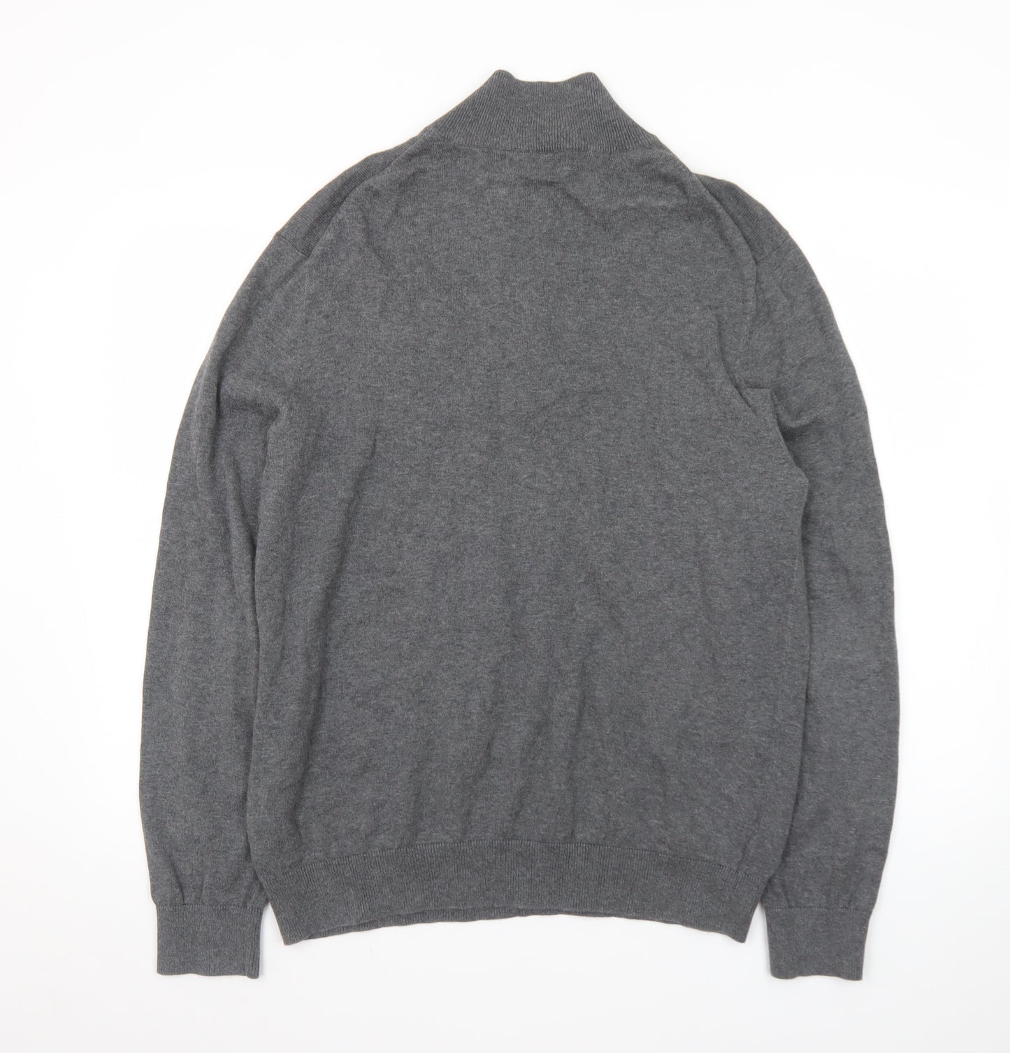 Nautica Men's Grey Cotton 1/4 Zip Jumper Size L Classic Knit